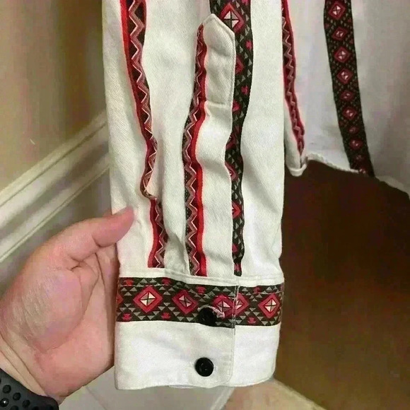 Vintage Old El Paso Tribal Aztec WESTERN Striped Shirt Long Sleeve Button Down - Picture 5 of 15